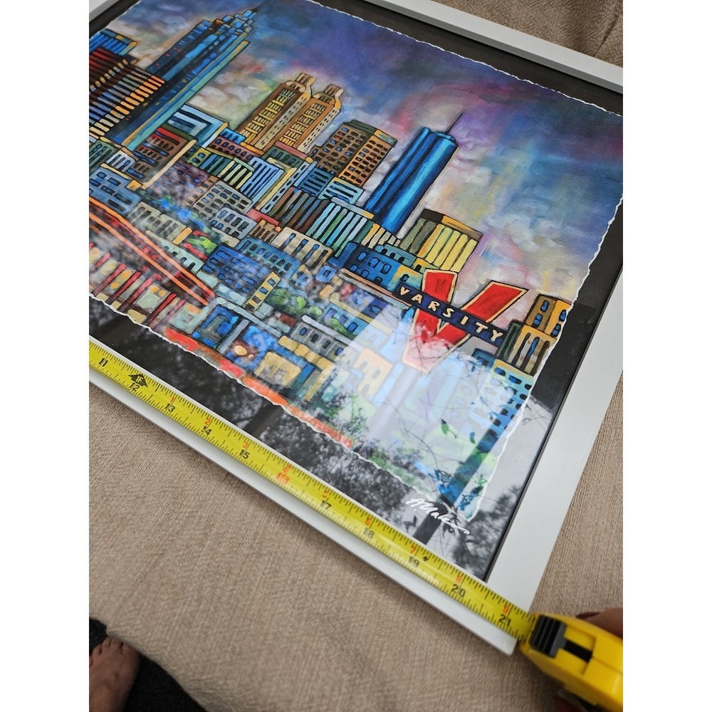 Atlanta Skyline Print The Varsity Drive-In 21x17 Outsider Art City Landscape - Picture 9 of 10